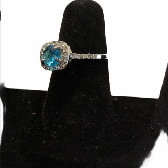 Women Sliver‎ Sea blue zircon CZ Ring Size 5.5 - Picture 2 of 5